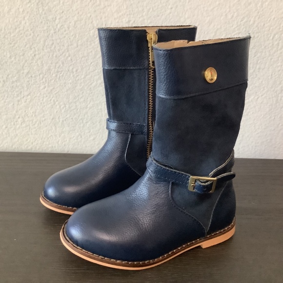 JANIE JACK NAVY LEATHER SUEDE TALL BOOTS EQUESTRIAN GIRLS SIZE 7 - Picture 2 of 7